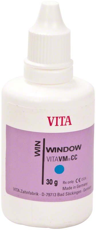 VITA VM CC 3D Fl. 30 g Flasche mit lila Etikett und weißem Deckel.
