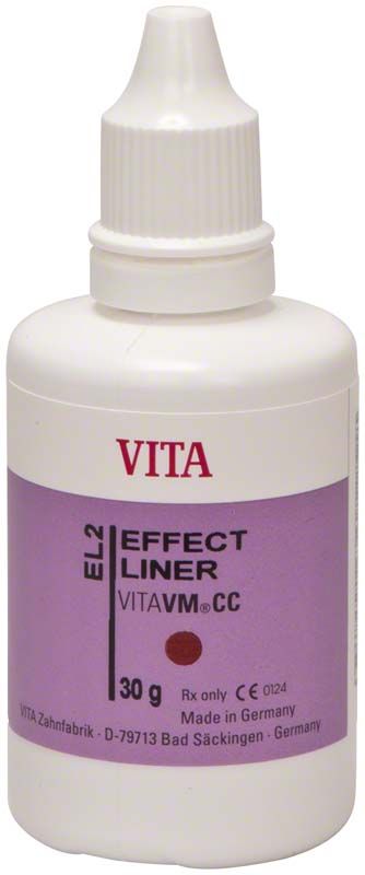 Weiße Flasche VITA VM CC Effect Liner 30g EL2 mit lila Etikett.