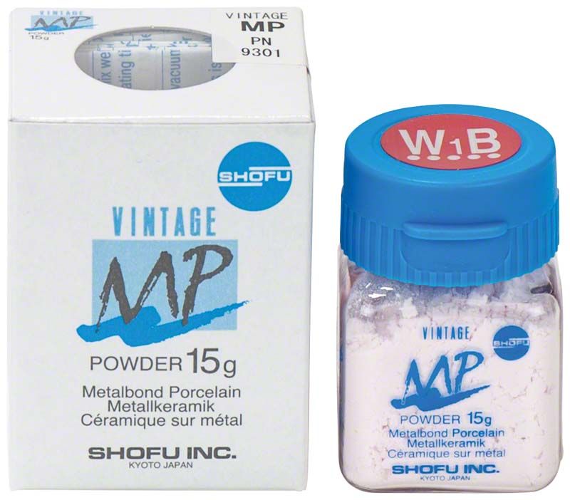 Vintage MP Dentin 15g W1B Metallkeramikpulver in Originalverpackung.