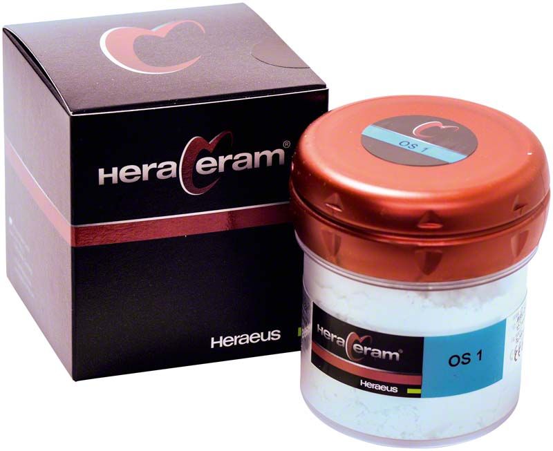 HeraCeram® Opalschneide 100g OS1 in rotem Behälter mit Verpackung.