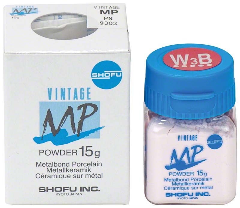 Vintage MP Dentin 15g W3B in Originalverpackung mit blauer Verschlusskappe.
