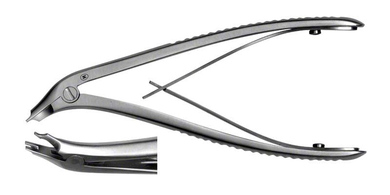 Kronenspreizzange aus Edelstahl mit gerieften Arbeitsteilen.