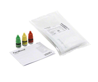 ParaBond Adhesive Kit mit drei farbigen Flaschen und Gebrauchsanweisung.
