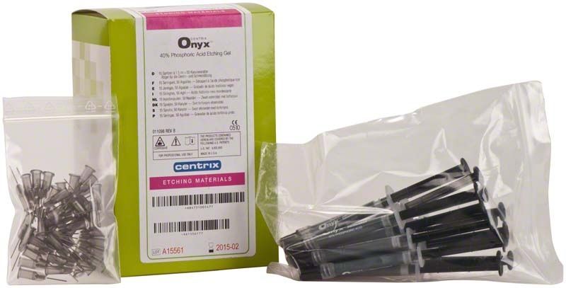 Onyx Ätzgel-Normalpackung mit Spritzen und Applikatorspitzen.