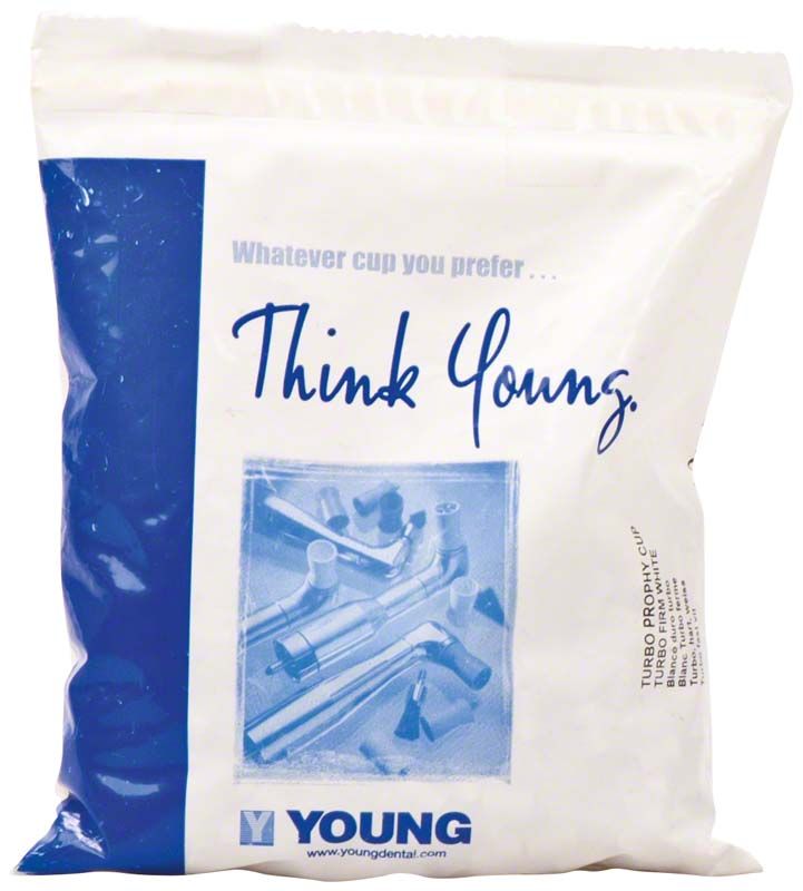 Plastikverpackung mit Aufschrift "Think Young" und Bild von Dentalprodukten.
