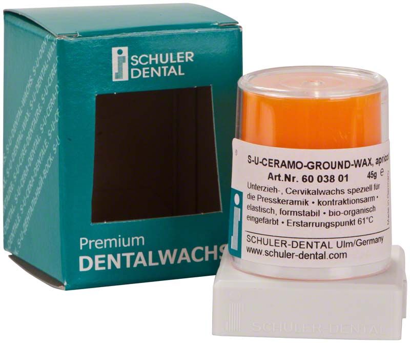 S-U-Ceramo Ground Wax Kegel in Apricot-Farbe auf weißem Sockel.