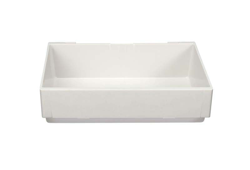 MASTERspace Arbeitsschalen carrara für dentalen Modellkasten, weißes rechteckiges Tablett.