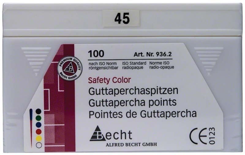 Guttaperchaspitzen Safety Color Gr. 045 Verpackung von Alfred Becht.