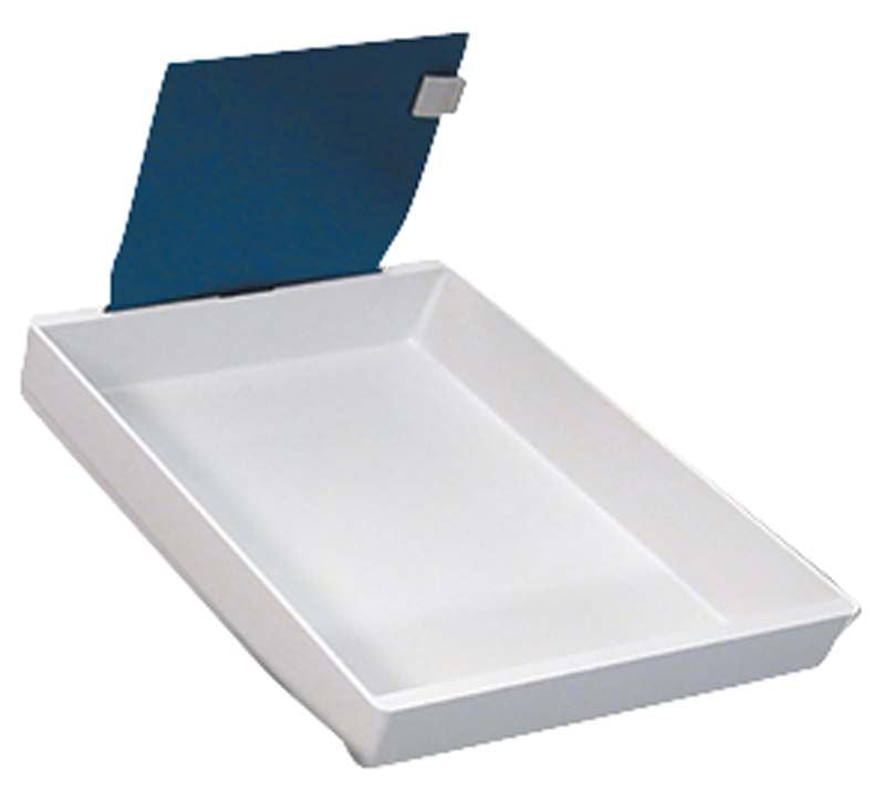 MASTERspace Steckplatte in apatit blau in weißer Arbeitsschale.