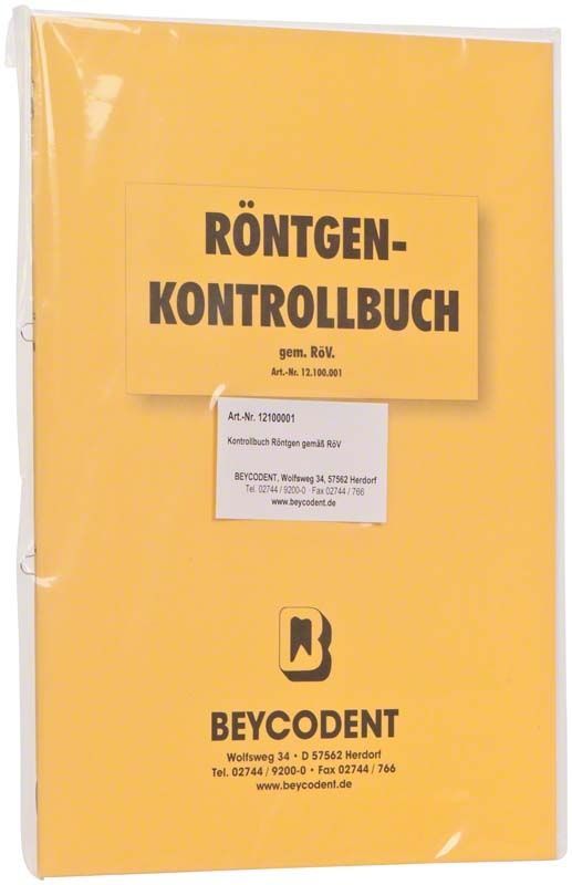 Röntgenkontrollbuch mit gelbem Einband und schwarzem Aufdruck.