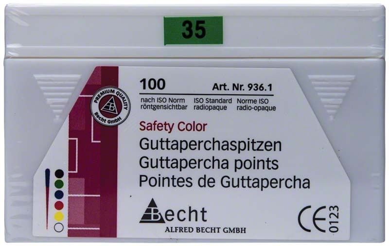 Guttaperchaspitzen Safety Color Gr. 035 in Verpackung von Alfred Becht.