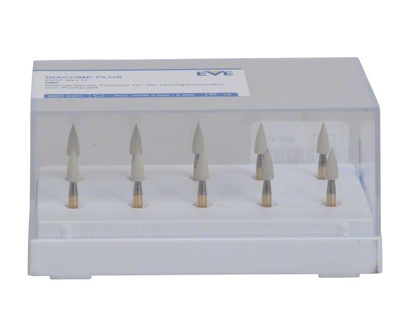 Hochglanz-Diamantpolierer EVE DIACOMP® plus, Minispitze DCP-W11f in Präsentationsbox.