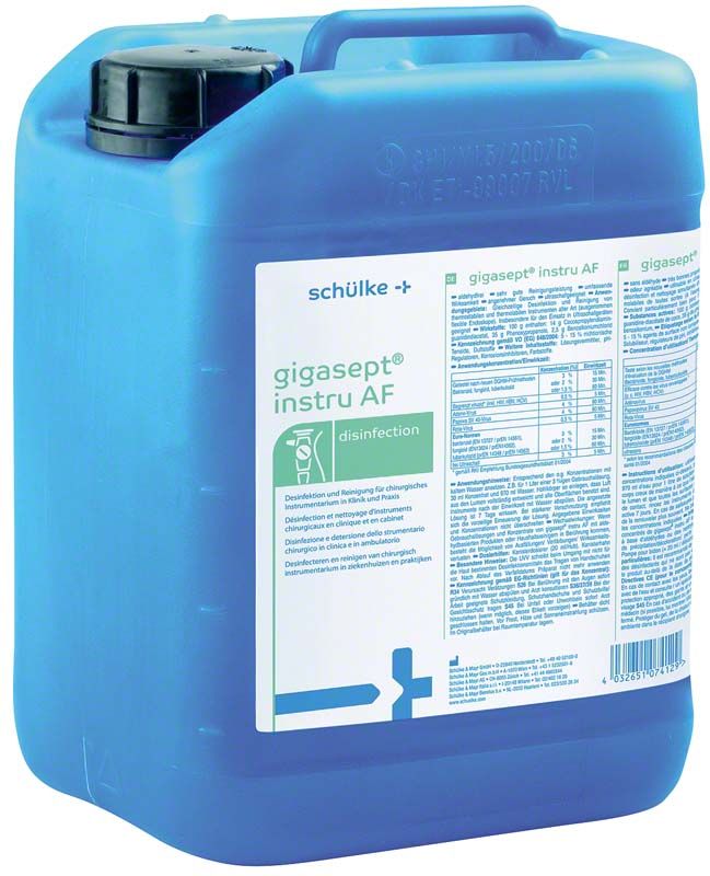 Gigasept Instru AF 5-Liter-Kanister mit Etikett und Produktinformationen.