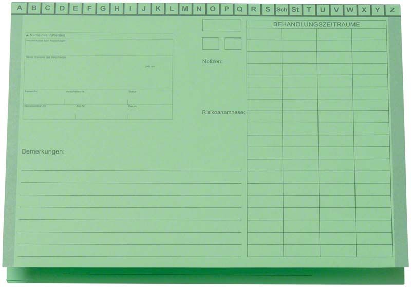 Karteimappe A5/D70 mit Heftzunge in grüner Farbe.