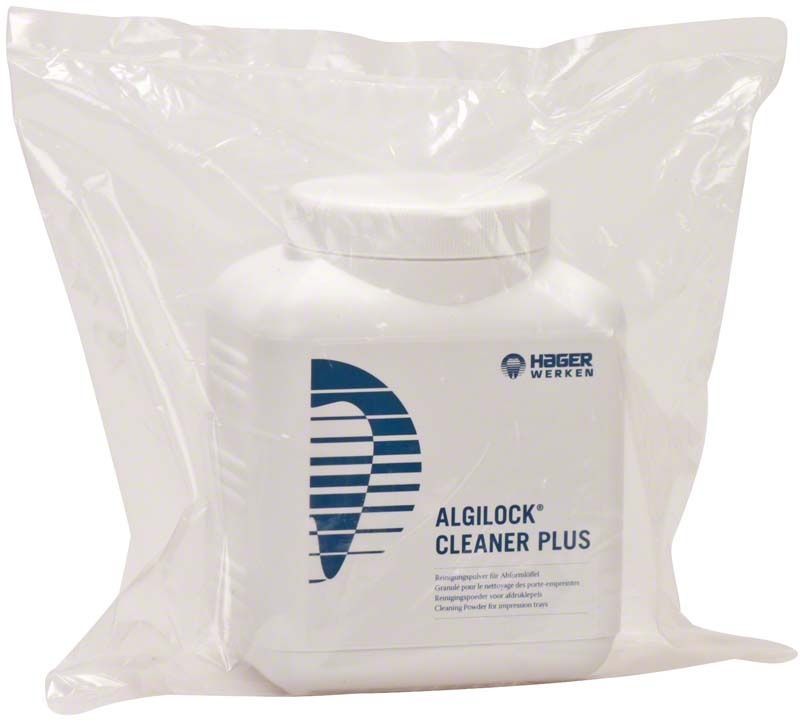 Alginatentferner ALGILOCK®-CLEANER plus in weißer Kunststoffflasche mit blauem Logo.