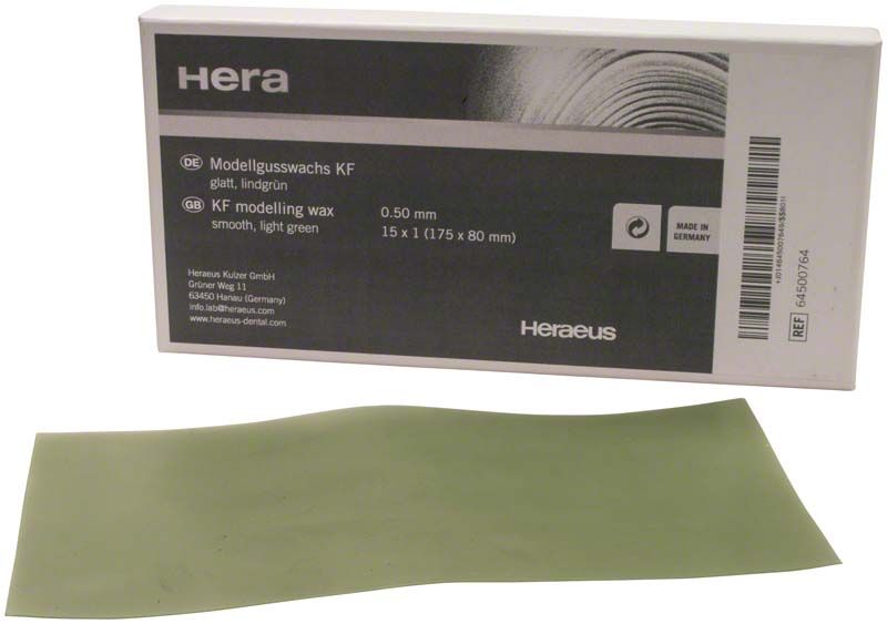 Glattgrüne KF-Wachsplatte, 0,5 mm dick, vor Verpackung.