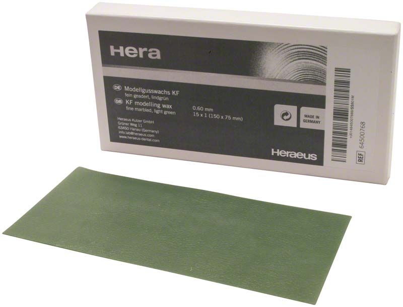 Modellierwachsplatte KF in grün mit feiner Äderung, Stärke 0,6 mm.