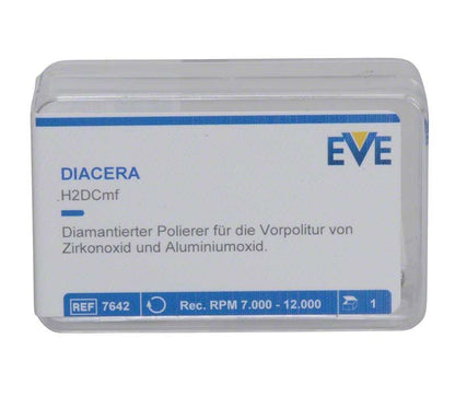 Diamantpolierer EVE Diacera in Originalverpackung mit Produktspezifikationen.