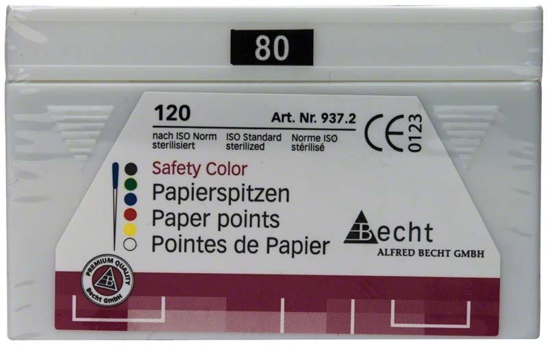 Papierspitzen safety color Gr. 080 in schwarzer Verpackung von Alfred Becht.
