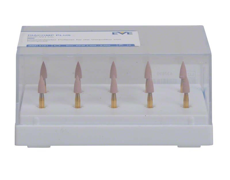 EVE DIACOMP® plus Vorpolitur, 10 Minispitzen in transparenter Kunststoffbox.