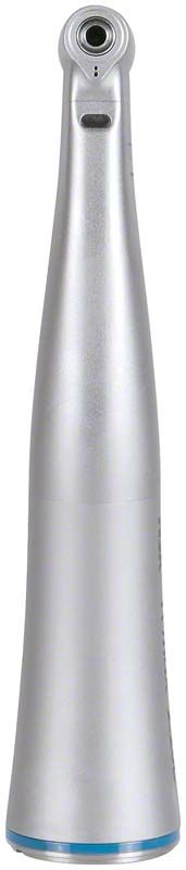 Silbernes Ti-Max Z Winkelstück Typ Z25L mit blauer Basis und Lichtfunktion.