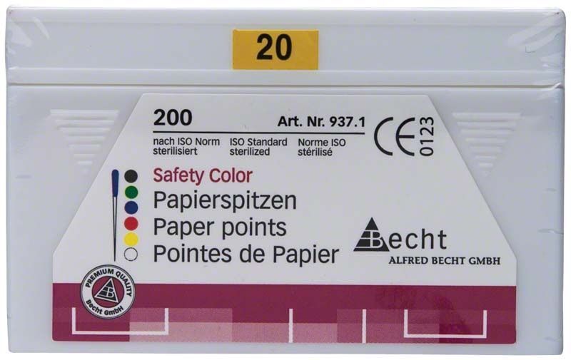 Papierspitzen safety color Gr. 020 gelb, 200er Packung von Alfred Becht.