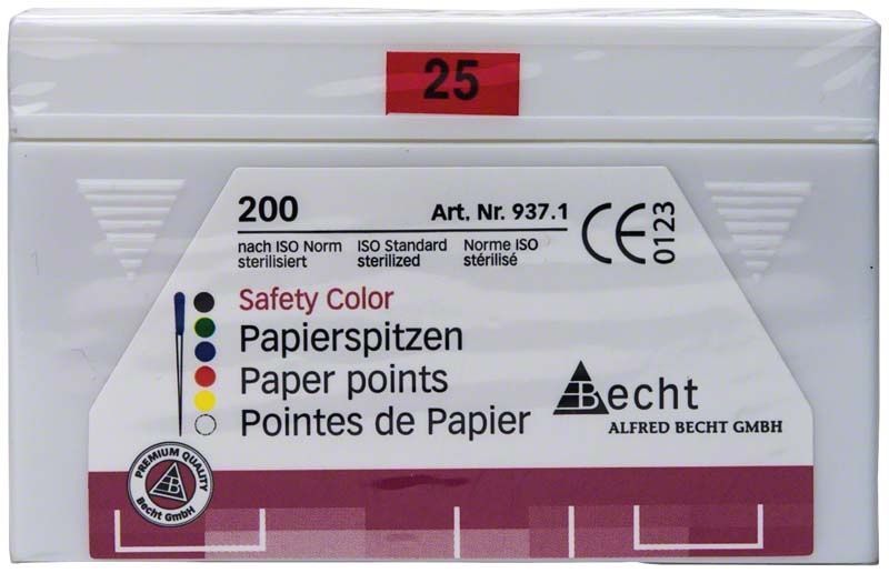 Papierspitzen safety color Gr. 025 rot, 200er Packung von Alfred Becht.