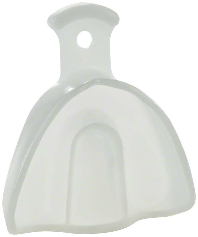 Wiederverwendbarer Rimtray Abdrucklöffel aus weißem Kunststoff für Zahnmedizin.