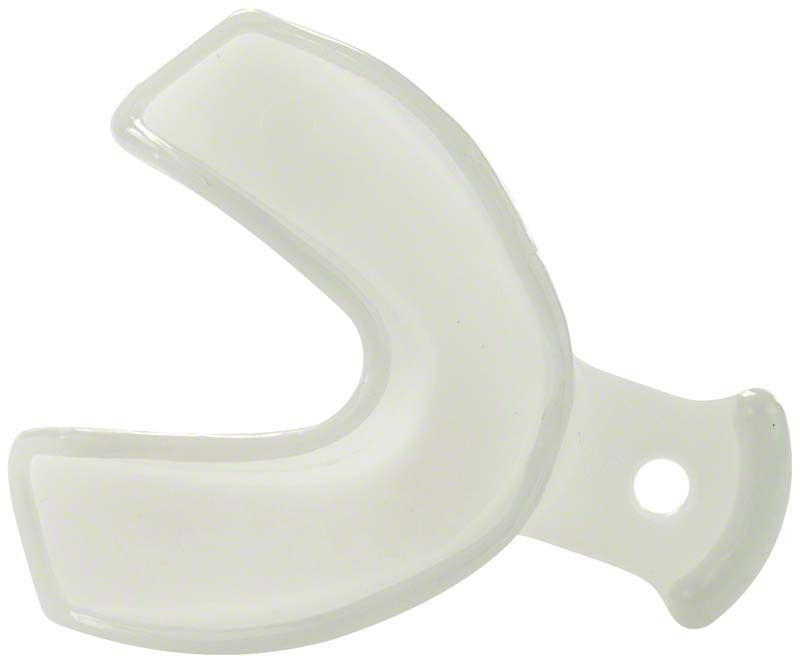 Wiederverwendbarer SPEIKO® Rim-Tray Abdrucklöffel aus transparentem Kunststoff.