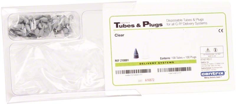 AccuDose Kanülen und Stopfen in transparenter Verpackung.