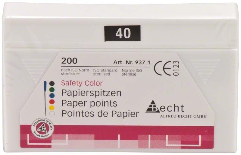 Papierspitzen safety color Gr. 040 schwarz, 200 Stück, Verpackung.