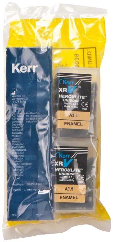 Herculite XRV Enamel Unidose A3,5 in Verpackung von Kerr.
