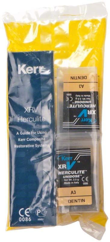 Herculite XRV Dentin Unidose A3 in Verpackung mit Kerr-Logo.