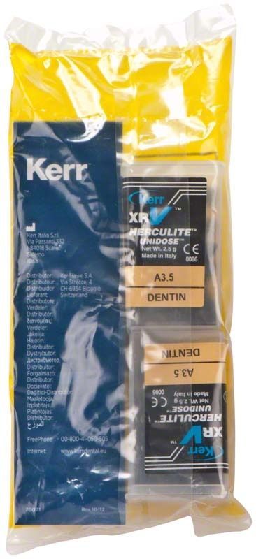 Herculite XRV Dentin Unidose A3,5 in Originalverpackung mit Kerr-Logo.