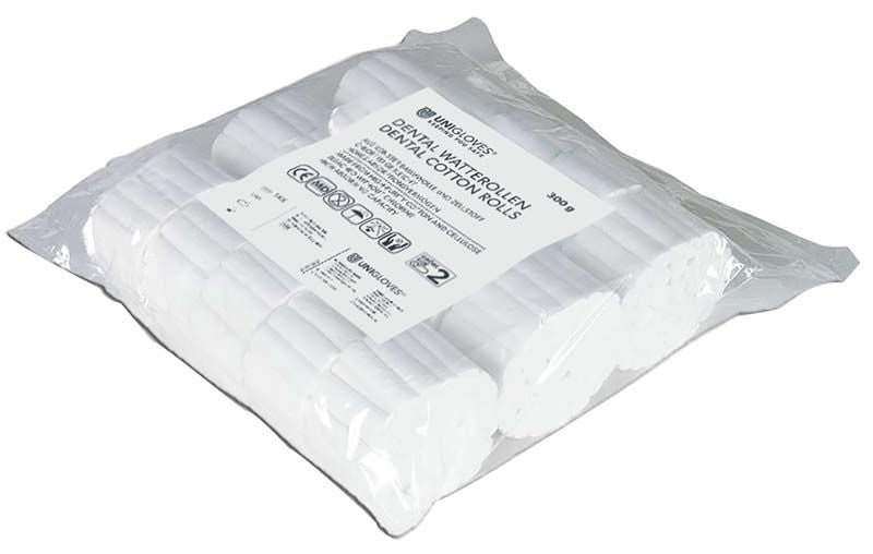 Dental-Watterollen Gr. 2 in Kunststoffverpackung mit Etikett.