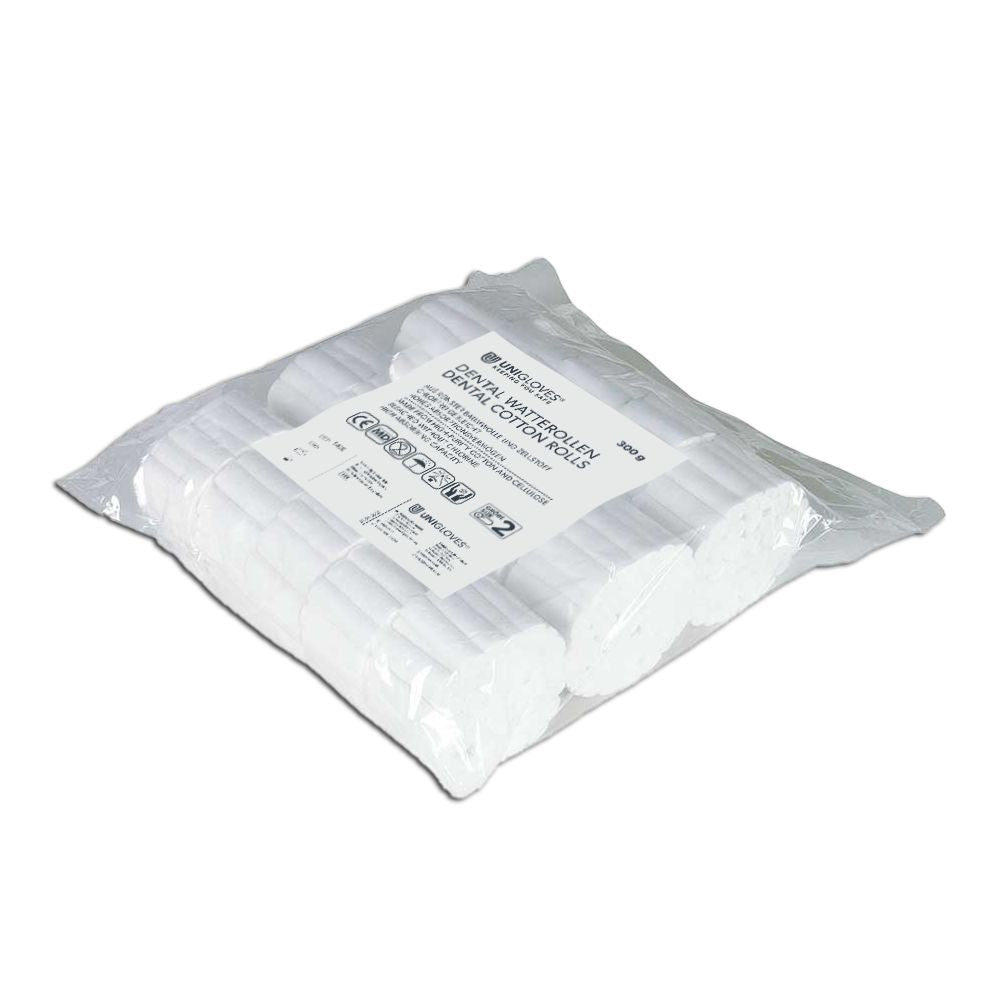 Zahnwatterollen Gr. 2 in transparenter Kunststoffverpackung mit Etikett.