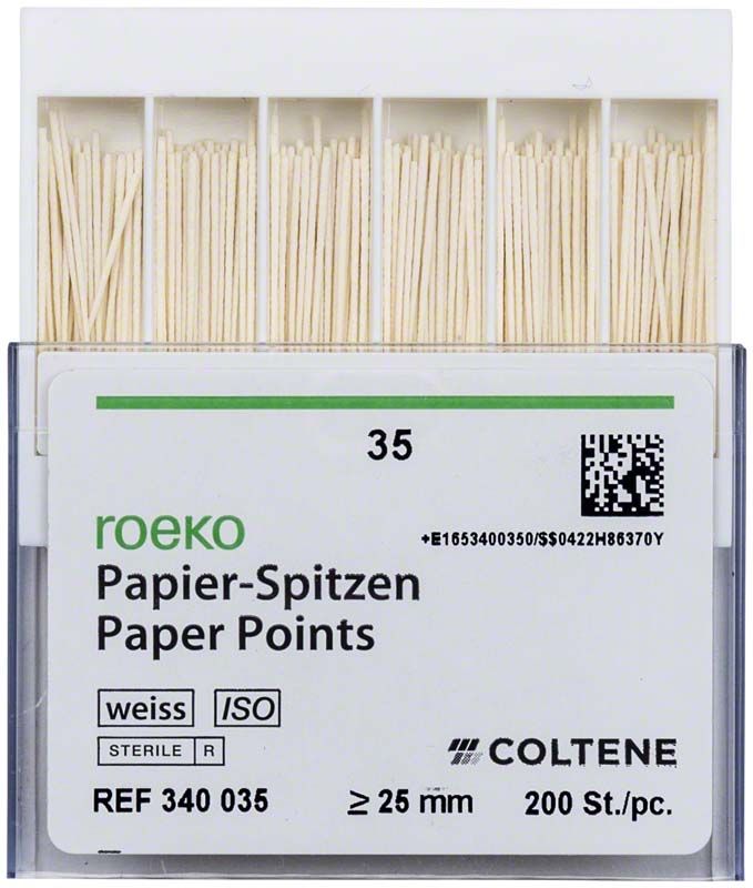 ROEKO Papierspitzen Gr. 035 in weißer Verpackung für Endodontie.