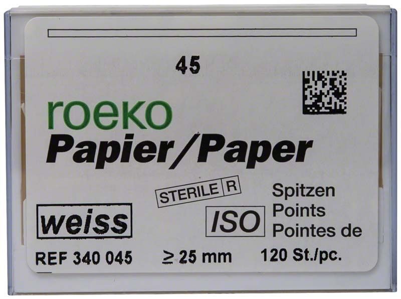 ROEKO Papierspitzen weiss Gr. 045, sterile Verpackung, 120 Stück.