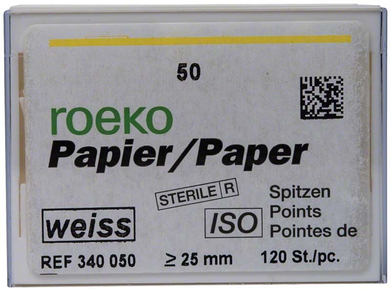 ROEKO Papierspitzen weiss Gr. 050, sterile Verpackung, 120 Stück.