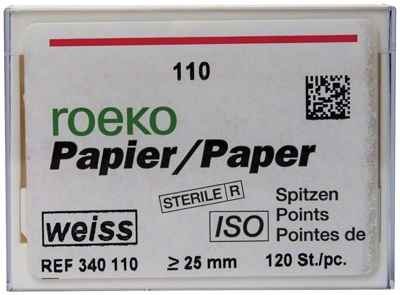 ROEKO Papierspitzen weiss Normalpackung Gr. 110 mit ISO-Zertifizierung.