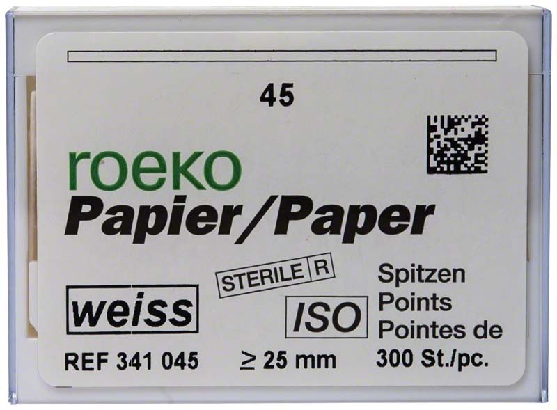 ROEKO Papierspitzen weiss Vorratspackung Gr. 045, 300 Stück, sterile Verpackung.
