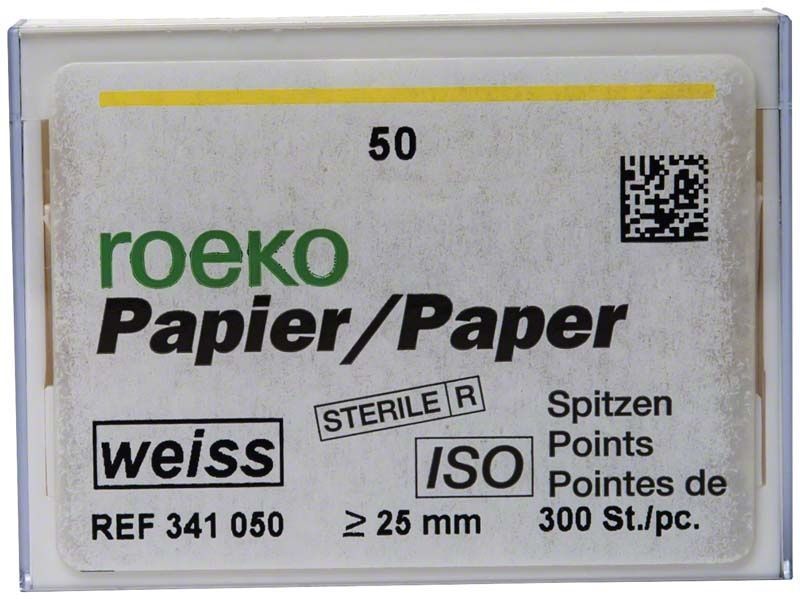 ROEKO Papierspitzen weiss Vorratspackung Gr. 050, 300 Stück, sterile Verpackung.