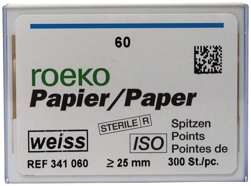 ROEKO Papierspitzen weiss Vorratspackung Gr. 060 zur Wurzelkanaltrocknung.