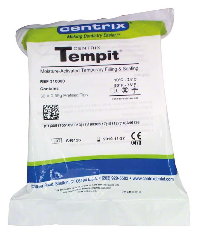 Centrix Tempit CRT Verpackung für temporäres Füllmaterial, 30 vorgefüllte Spitzen.