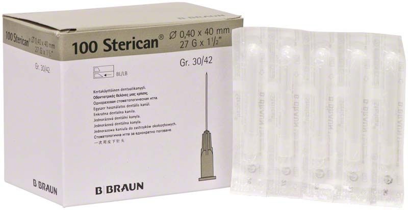 Sterican Dentalkanülen 27G Verpackung mit einzeln verpackten Kanülen.