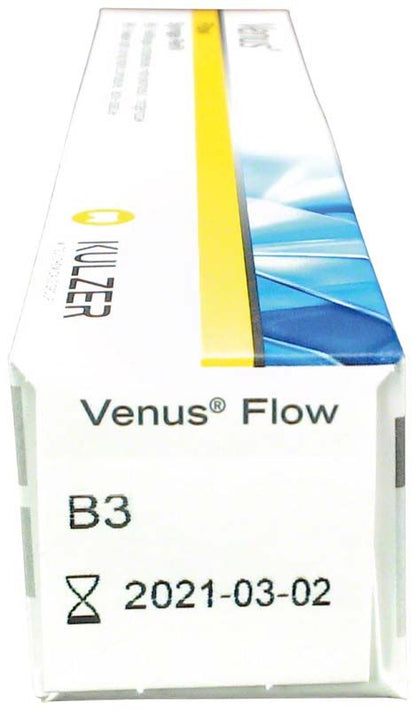Venus® Flow Spritze B3 Verpackung mit Haltbarkeitsdatum.