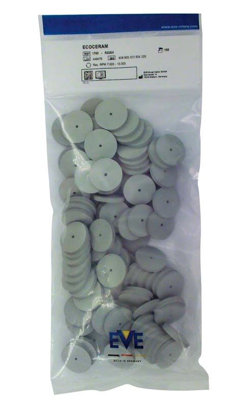 Unmontierte EVE-Ecoceram fein R22SK Scheiben, verpackt in einer durchsichtigen Tüte.