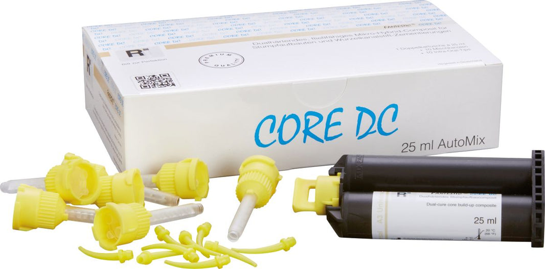 FANTESTIC ® CORE DC AutoMix A3 Universal mit Mischkanülen und Verpackung.