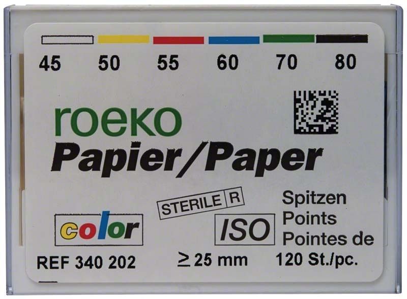 ROEKO Papierspitzen Normalpackung, Größe 45-80, sortiert, sterile.