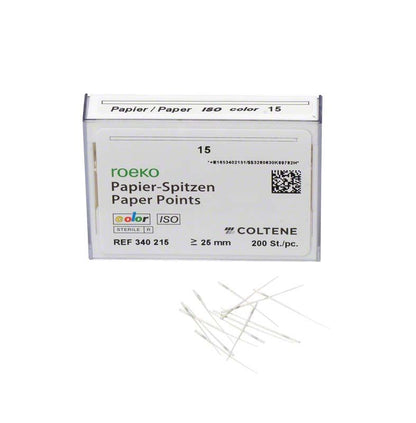 ROEKO Papierspitzen Gr. 015 in geöffneter Verpackung mit sichtbaren Spitzen.